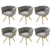 ESSZIMMERSTUHL 6er Set Samt Drehstuhl Grau Gold Metall - Grau, Textil (54.1/71.88/59.44cm) - FLIEKS