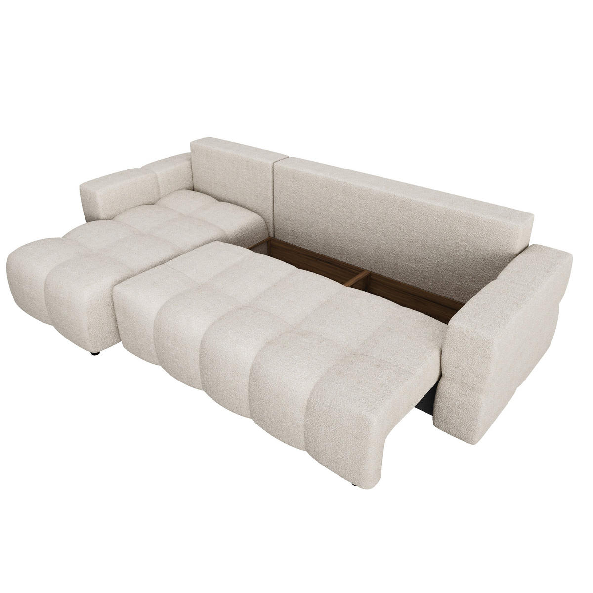 ECKSOFA LINKS Bouclé-Stoff Beige 286cm - Beige, Textil (169/286cm) - Sia Home