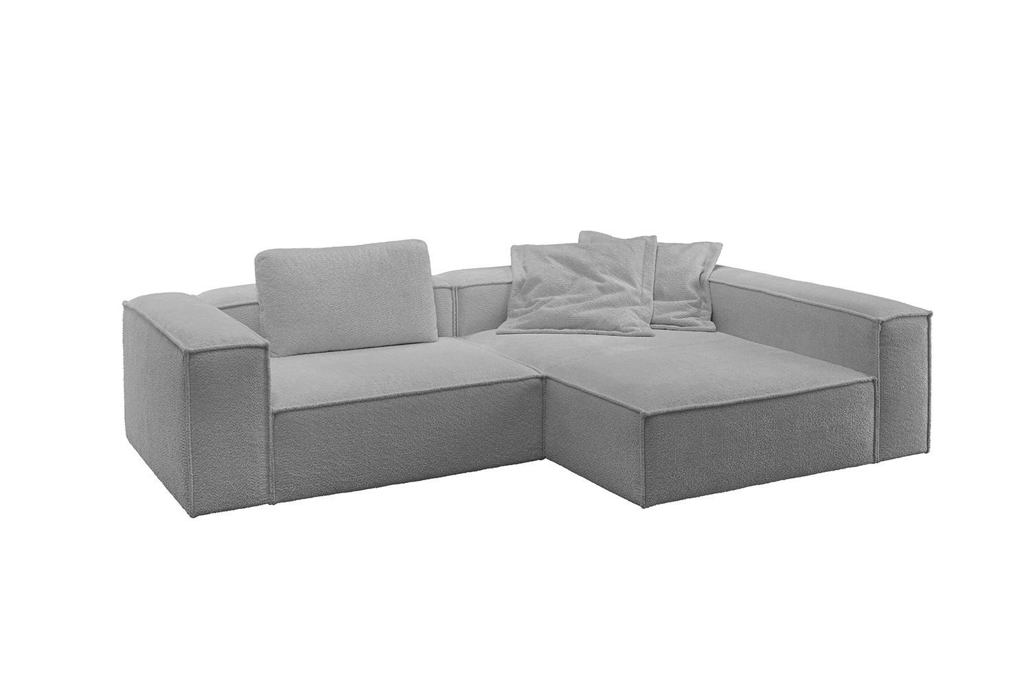 ECKSOFA CARMO Grau Flachgewebe - Schwarz/Grau, Kunststoff/Textil (306/191cm) - KAWOLA