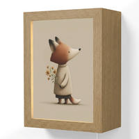 NÁSTĚNNÁ LAMPA Liška - Žluté květy - Minimalistický 15x20 cm - šedohnědá, kompozitní dřevo (15/20/8cm) - OnlyWow
