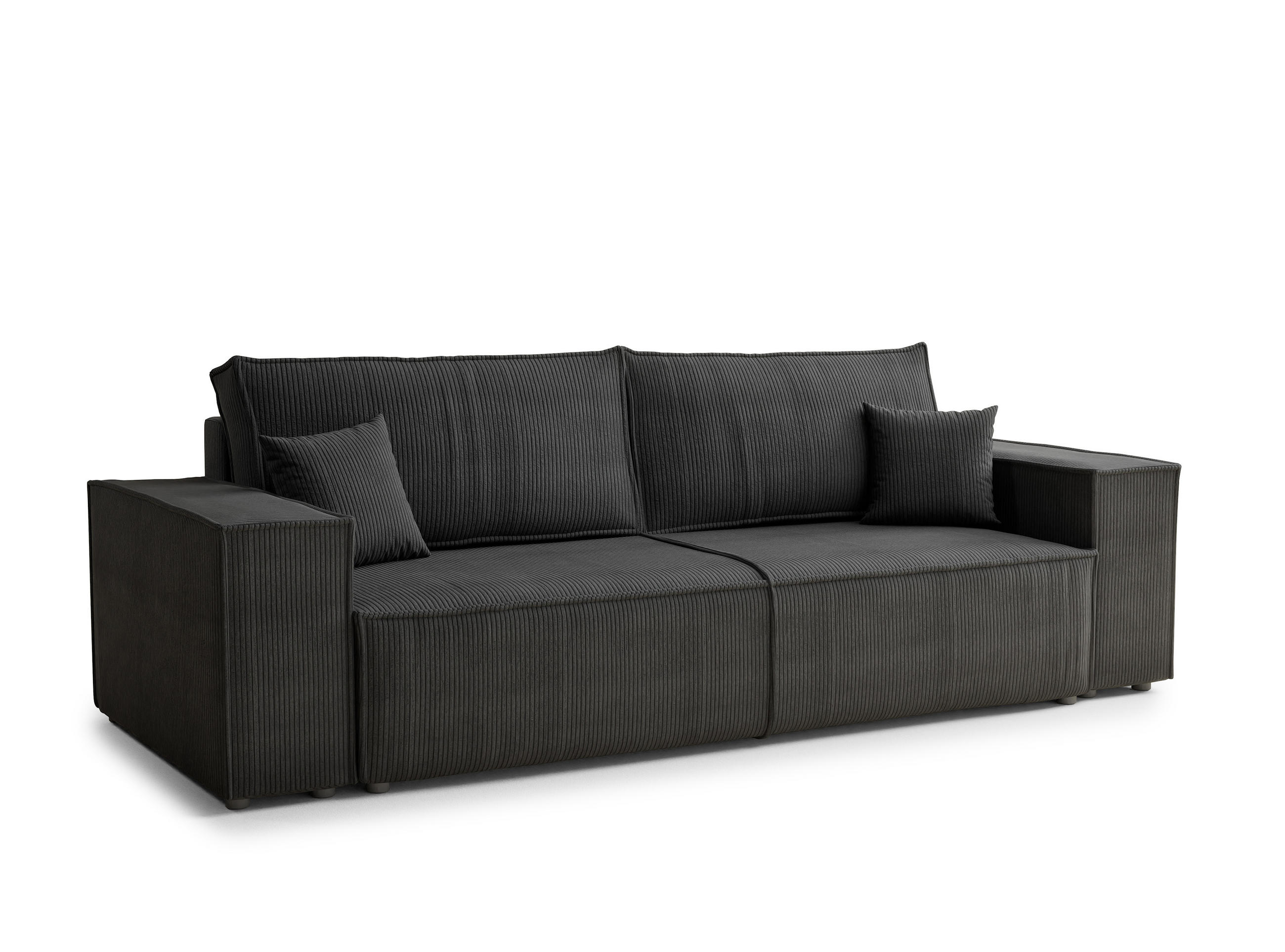 SOFA MIT SCHLAFFUNKTION Milos Anthrazit Samtstoff - Anthrazit/Schwarz, Holz/Holzwerkstoff (255/70/105cm) - Maison de Reve