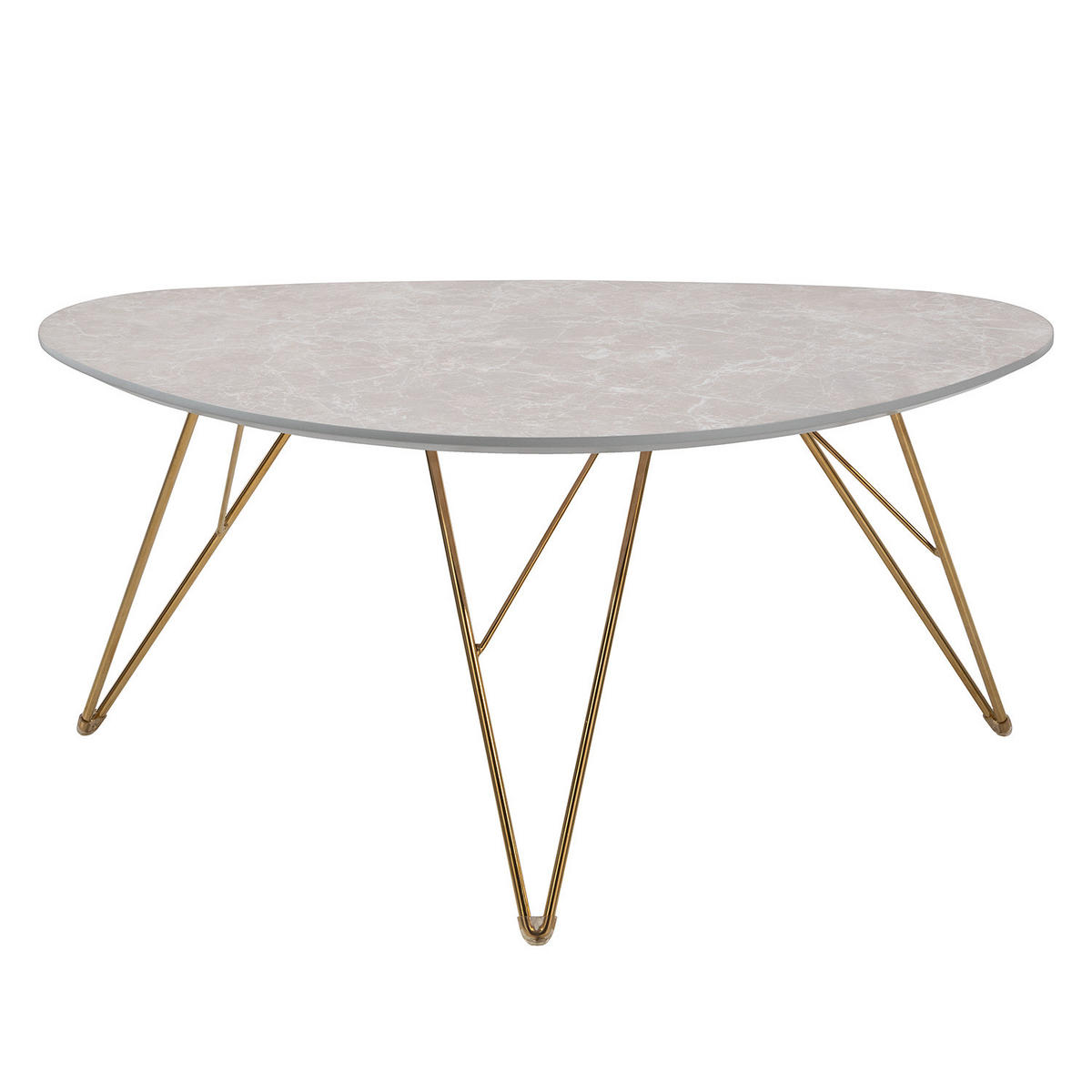 COUCHTISCH - Marmor Hellgrau Dekor / Gold - Hellgrau, Holzwerkstoff/Metall (60/90/42cm) - home24