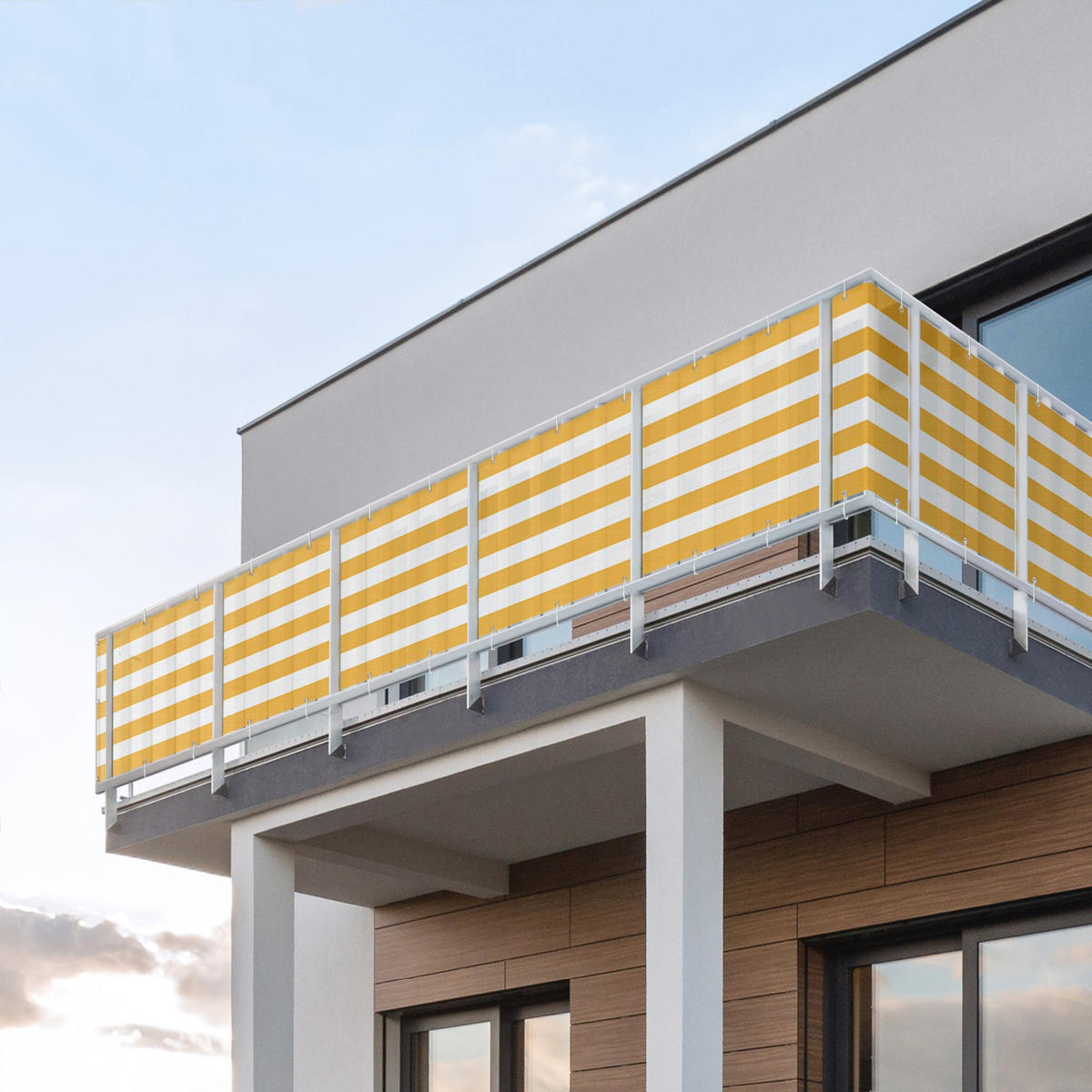 BALKON SICHTSCHUTZ Querstreifen in Warmem Gelb 550/50 cm - Gelb, Kunststoff (550/50cm) - Bilderwelten