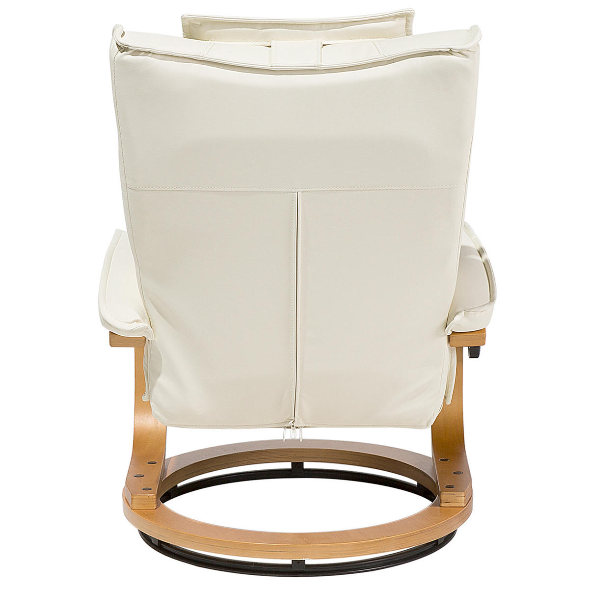 MASSAGESESSEL mit Fußhocker Kunstleder Beige Majestic - Beige, Holz/Textil (60/101/80cm) - Beliani