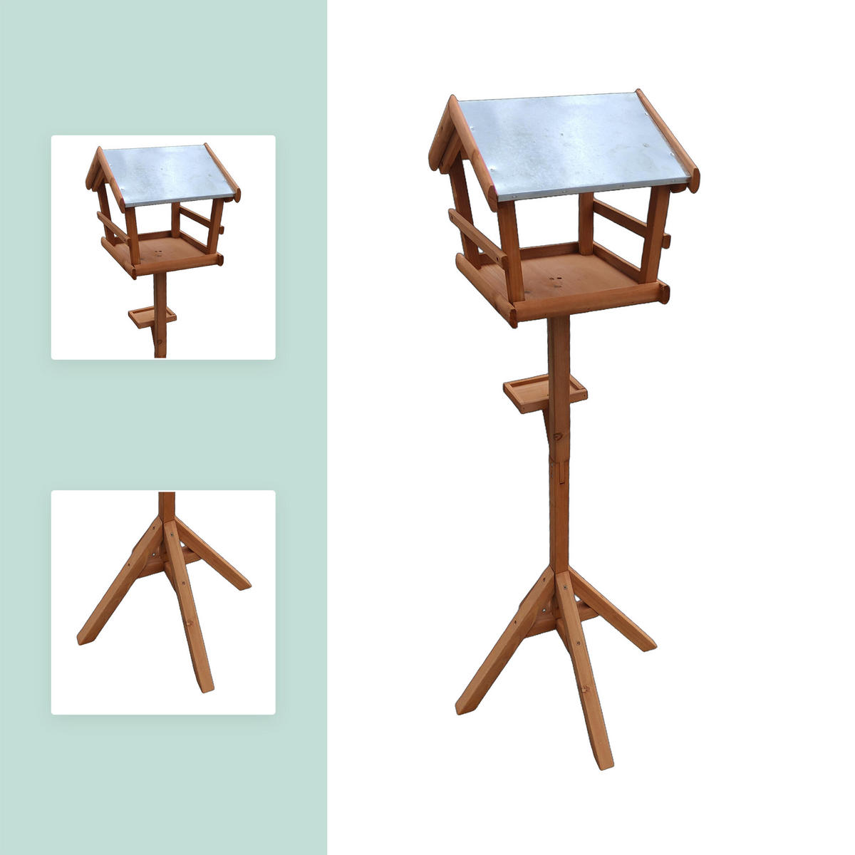 VOGELFUTTERHAUS - Orange, Holz/Metall (36/121/30cm) - Relaxdays