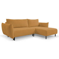 ECKSOFA ADEL mit Schlaffunktion und Bettkasten, L-förm, Metallbeine, verstellbar lose Rückenkissen, freistehend, RECHTS, 257x171x90 cm, Gold - Goldfarben, Holz/Textil (257/171cm) - DomoHome