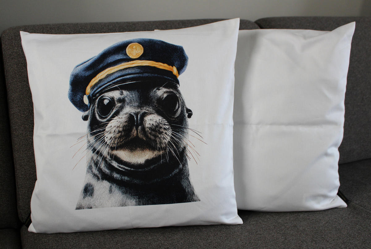 KISSENHÜLLE SEEHUND - Weiß, Textil (50/50cm) - Yve! decoration