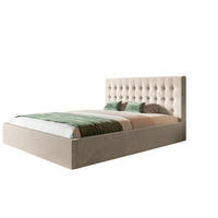 POLSTERBETT SIM 2 mit Kopfteil, 180 x 200 cm mit Bettkasten und Lattenrost aus Holz, Velourstoff, Farbe: Beige - Beige, Holz/Kunststoff (180/200cm) - Sepro Meble