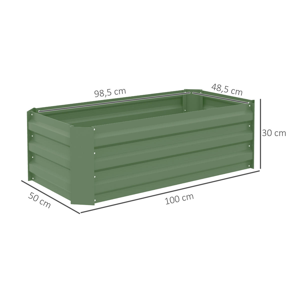 HOCHBEET-SET DE-12143 2er-Set 100/50/30 cm Grün - Grün, Metall (100/30/50cm) - ComfortXL