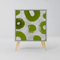 SIDEBOARD GREEN RHAPSODY, Grau, 57,5x42x75,5 cm, Goldfarbene Metallfüße - Goldfarben/Multicolor, Holzwerkstoff/Metall (57.5/75.5/42cm) - SpaceRebels