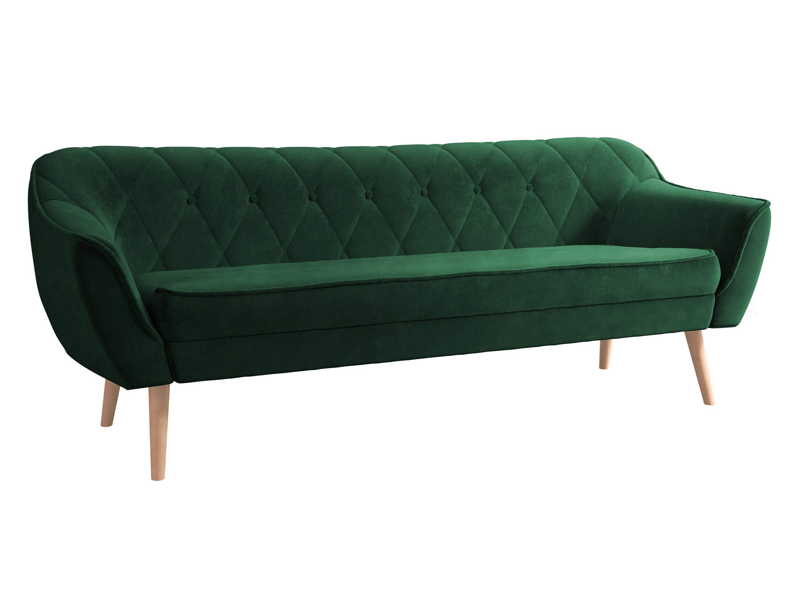 SOFA Skand 3 - Smaragdgrün/Naturfarben, Holz/Textil (180/75/74cm) - MIRJAN24