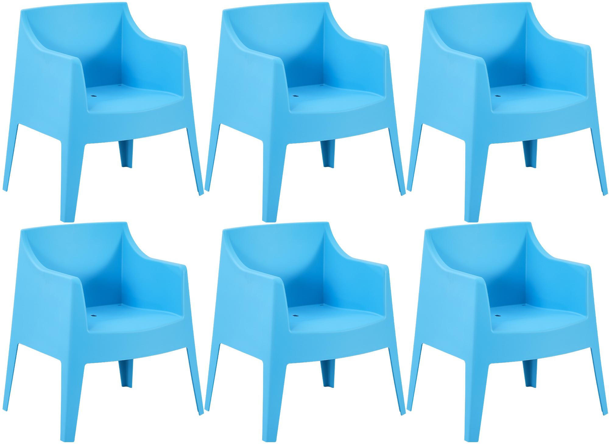GARTENSTUHL Henri 6er Set 73x57x78cm Kunststoff Blau Stapelstuhl - Blau, Kunststoff (73/78/57cm) - DELUKE