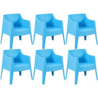 GARTENSTUHL Henri 6er Set 73x57x78cm Kunststoff Blau Stapelstuhl - Blau, Kunststoff (73/78/57cm) - DELUKE