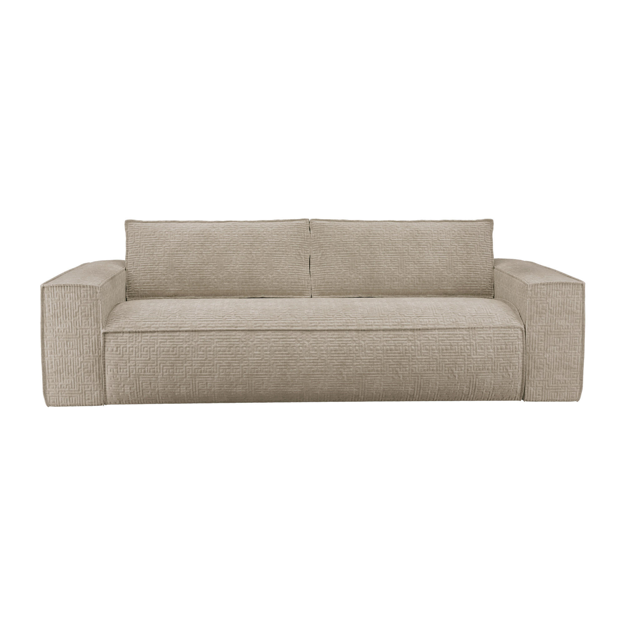 SCHLAFSOFA GERADE Samt Beige 214cm - Beige, Textil (214/90/100cm) - Sia Home