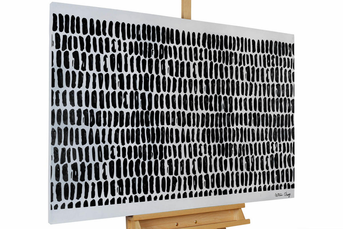 ACRYLBILD HANDGEMALT 120/80 cm - Schwarz, Holz/Textil (2.5/80cm) - KUNSTLOFT
