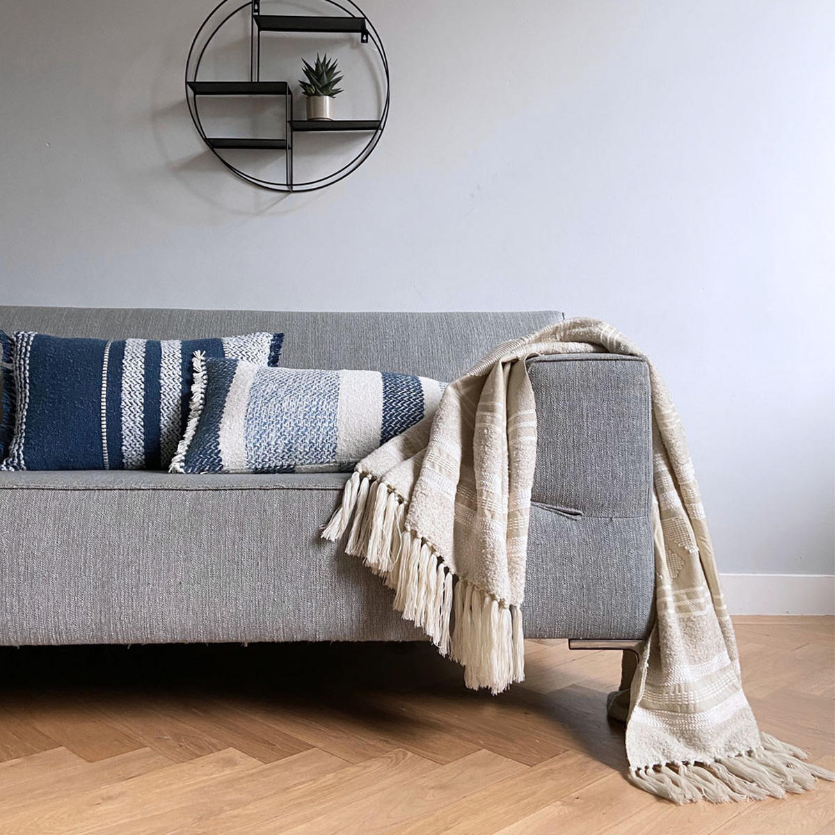 DECKE Crafty Cremefarben - Weiß, Textil (125/150cm) - Malagoon