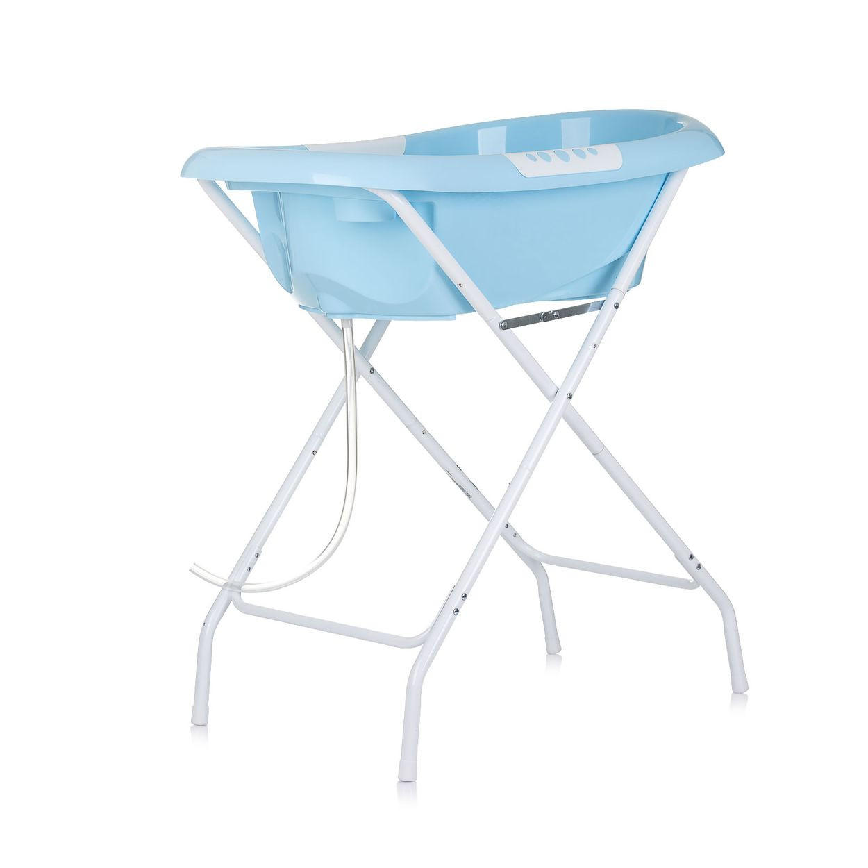 BABYBADEWANNE Set Noemi blau Badewannenständer, klappbar, Wasserablauf, Ablagefächer, 88 cm - Blau, Kunststoff (45/83cm) - Chipolino