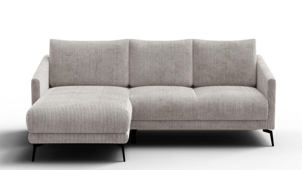 ECKSOFA VILT 3-Sitzer, perlweiß - Schwarz/Weiß, Holzwerkstoff/Textil (221/156cm) - Courtois Laville