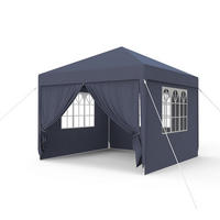GARTENPAVILLON 3 x 3 m Anthrazit mit Seitenteilen und Fenstern - Anthrazit, Textil (300/250/300cm)