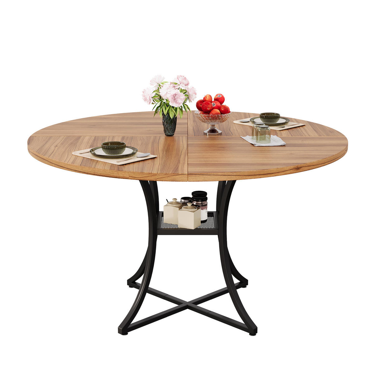 ESSTISCH 100/75 cm mit Ablagefläche DE-39846 Walnussoptik - Walnussfarben, Holzwerkstoff (100/100/75cm) - ComfortXL
