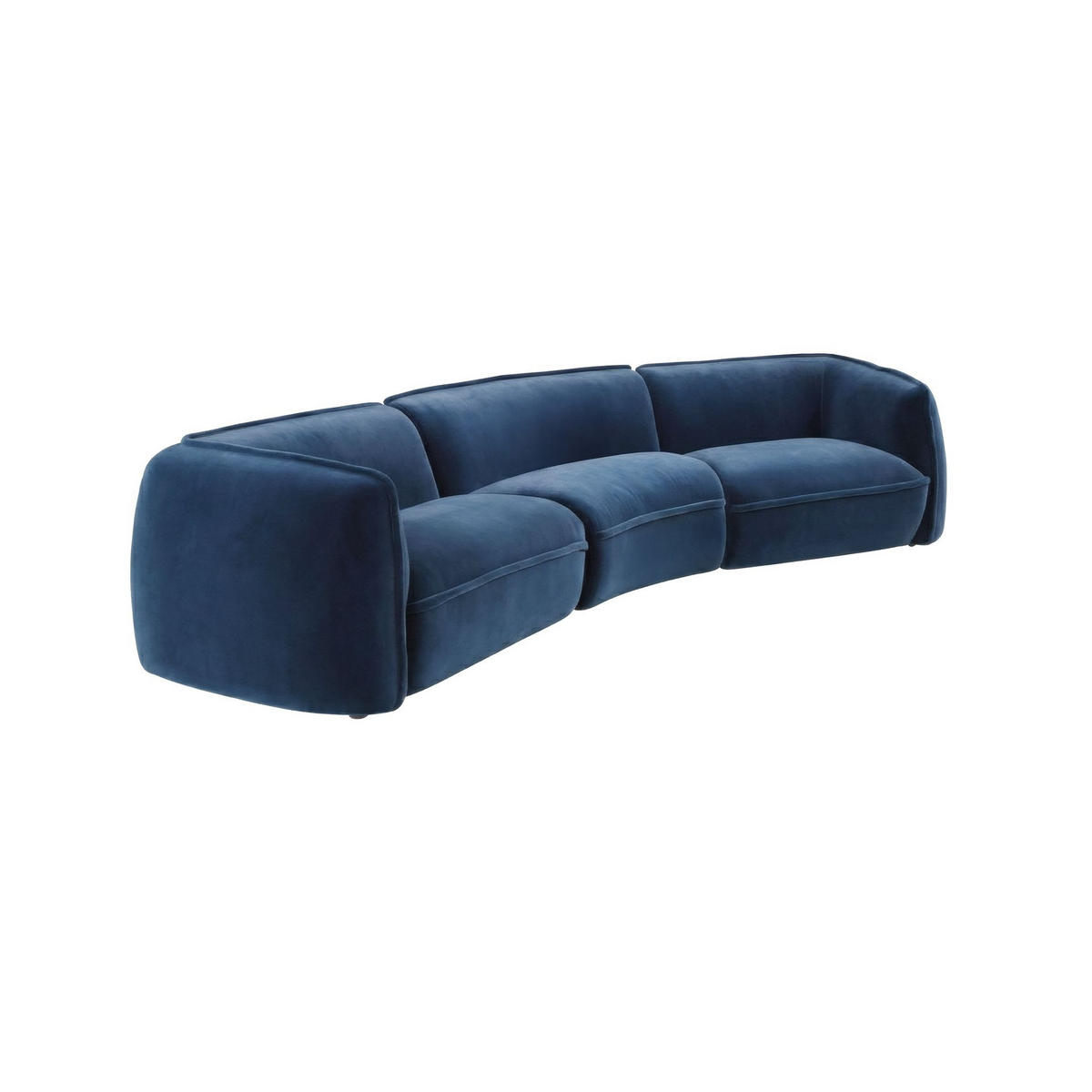 3-SITZER-SOFA dunkelblauer Samt, schwarzer Edelstahlbeine - Schwarz/Dunkelblau, Textil/Metall (340/80/110cm) - ANGEL CERDA