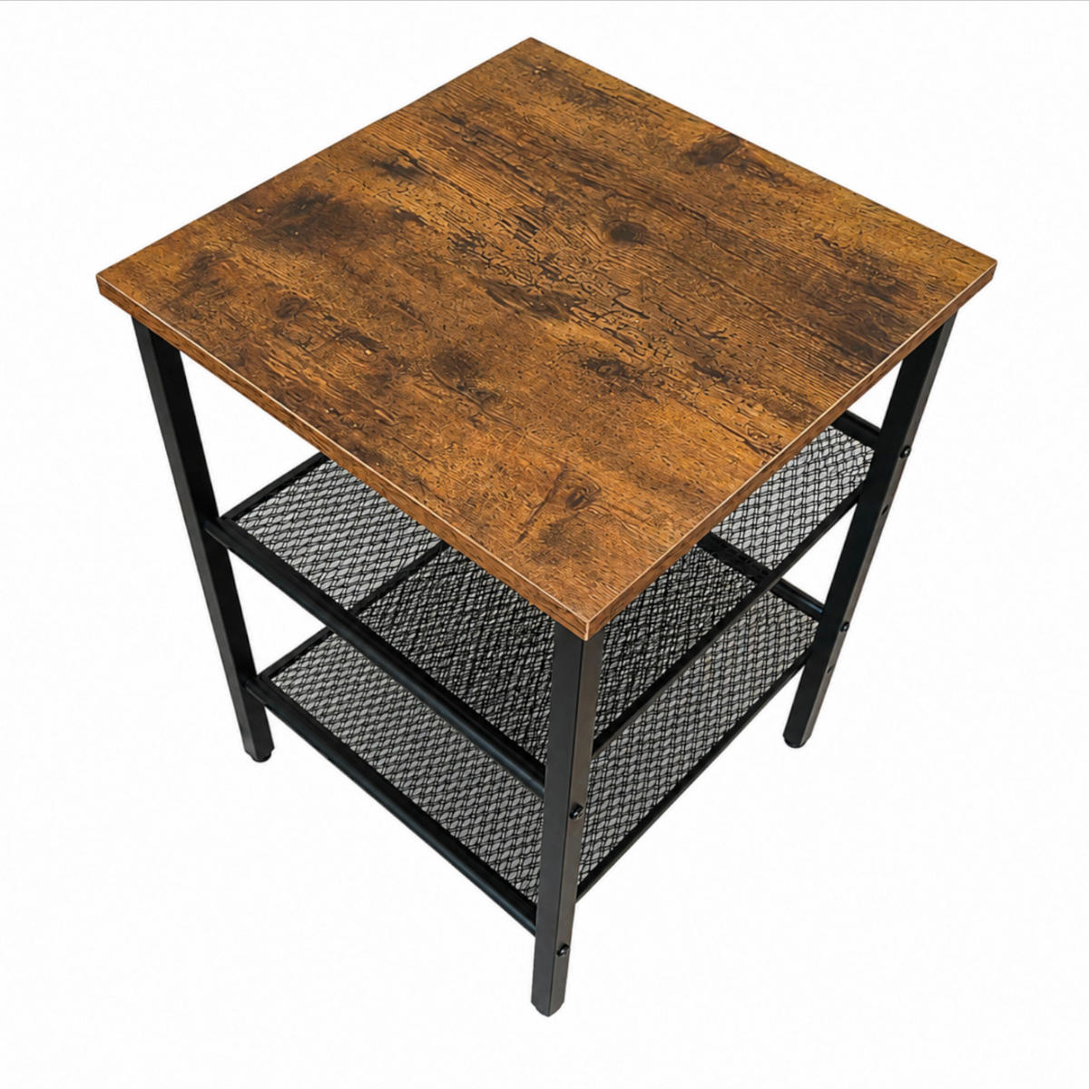 BEISTELLTISCH Metall MDF Schwarz Dunkelbraun mit 2 Metallgitterablagen 40x40x55 cm - Dunkelbraun/Schwarz, Holzwerkstoff/Metall (40/40/55cm) - Begryf