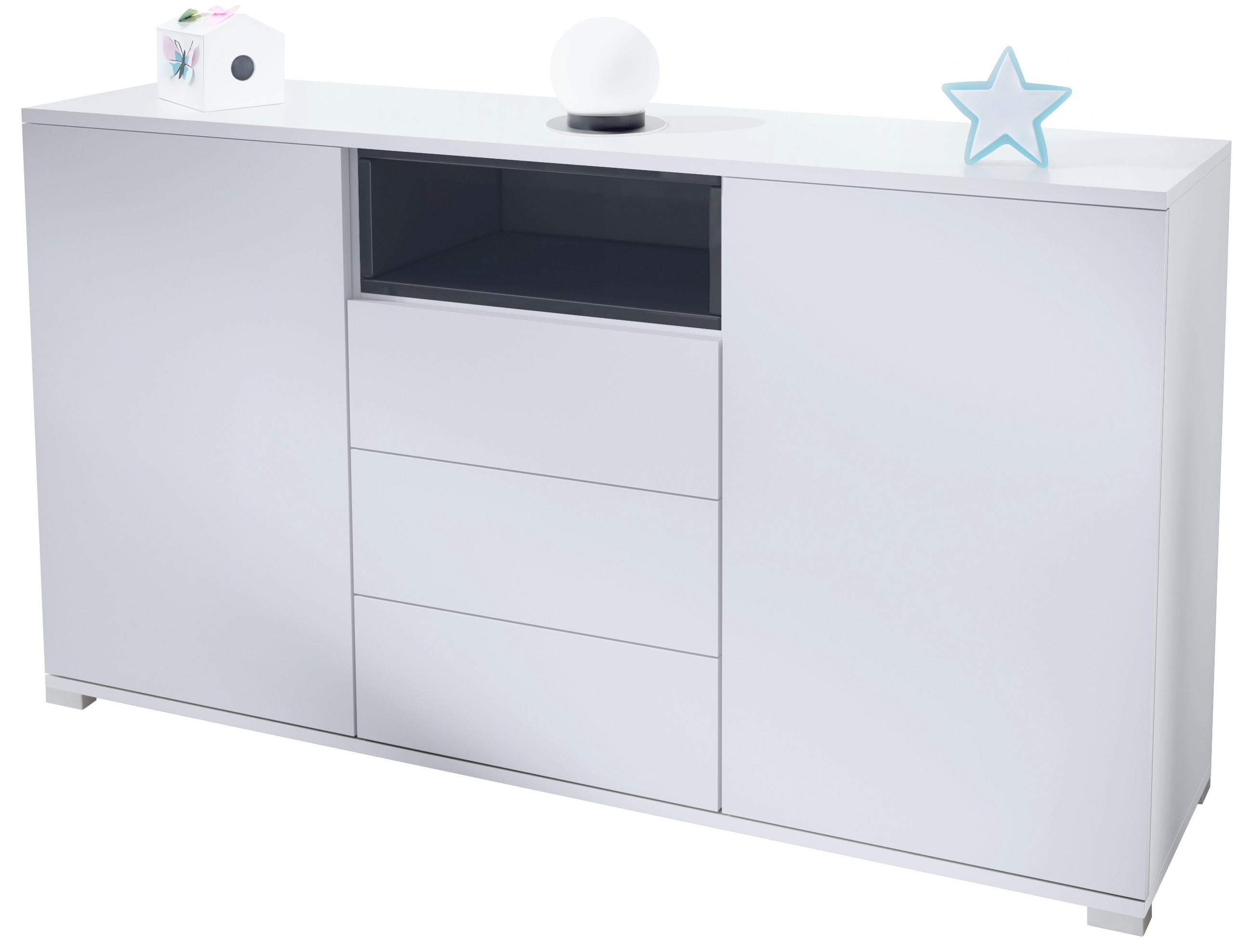 Vladon Sideboard Schwarz Hochglanz 138.5x75.5x35 cm