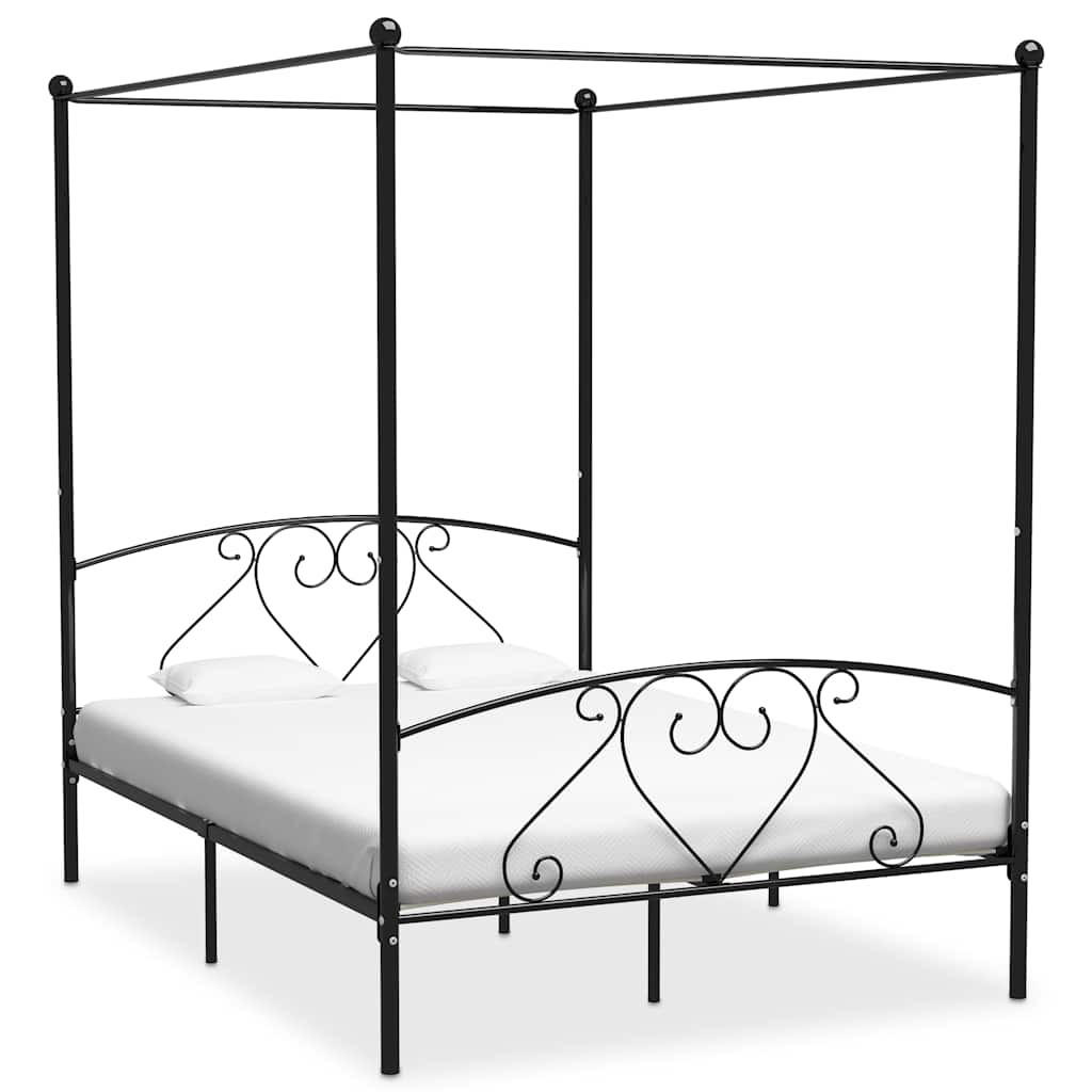 vidaXL Himmelbett-Gestell Schwarz 160x200 cm