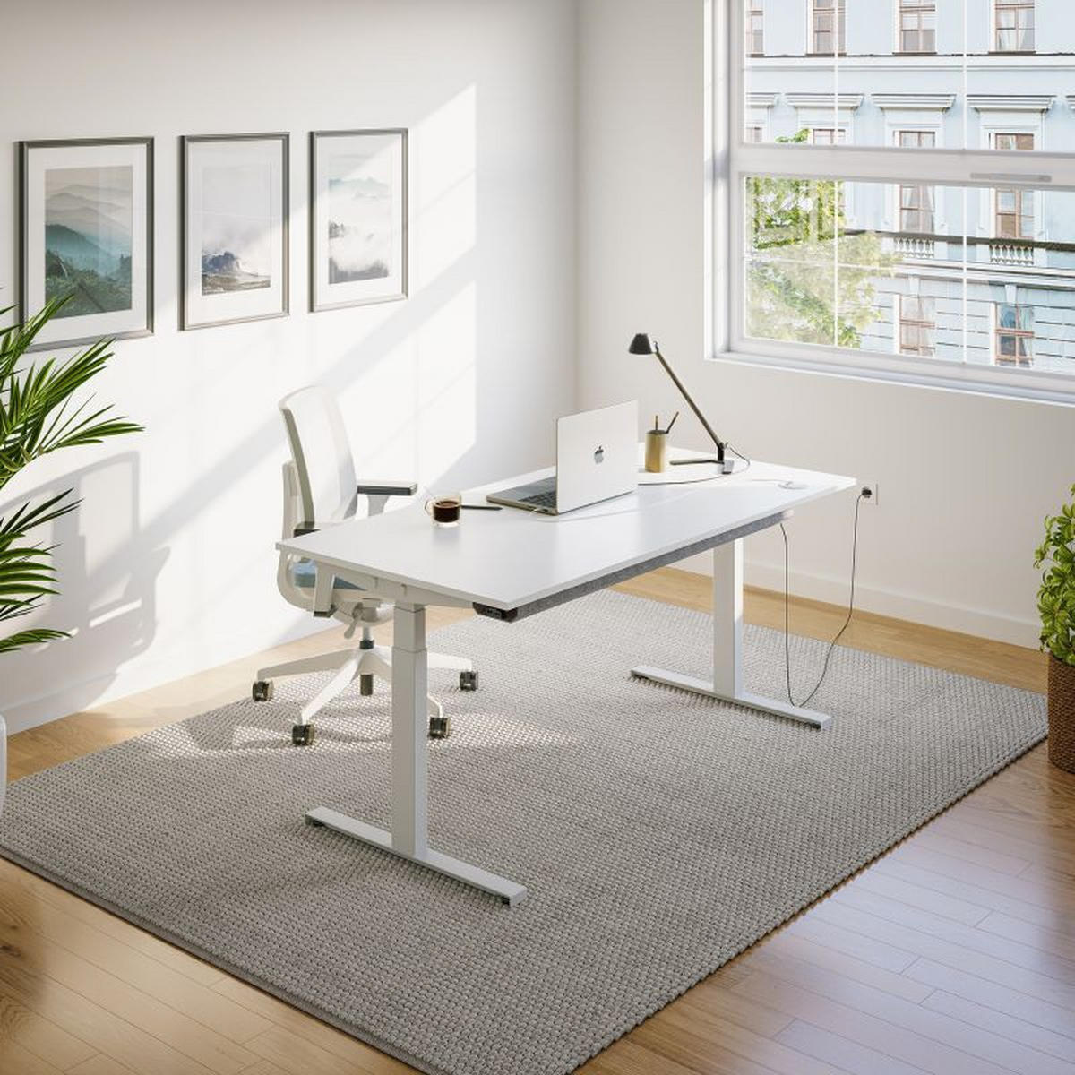 SCHREIBTISCH s32 elektrisch höhenverstellbar, 160 x 80 cm - Weiß, Holzwerkstoff/Metall (80/160/62cm) - hali