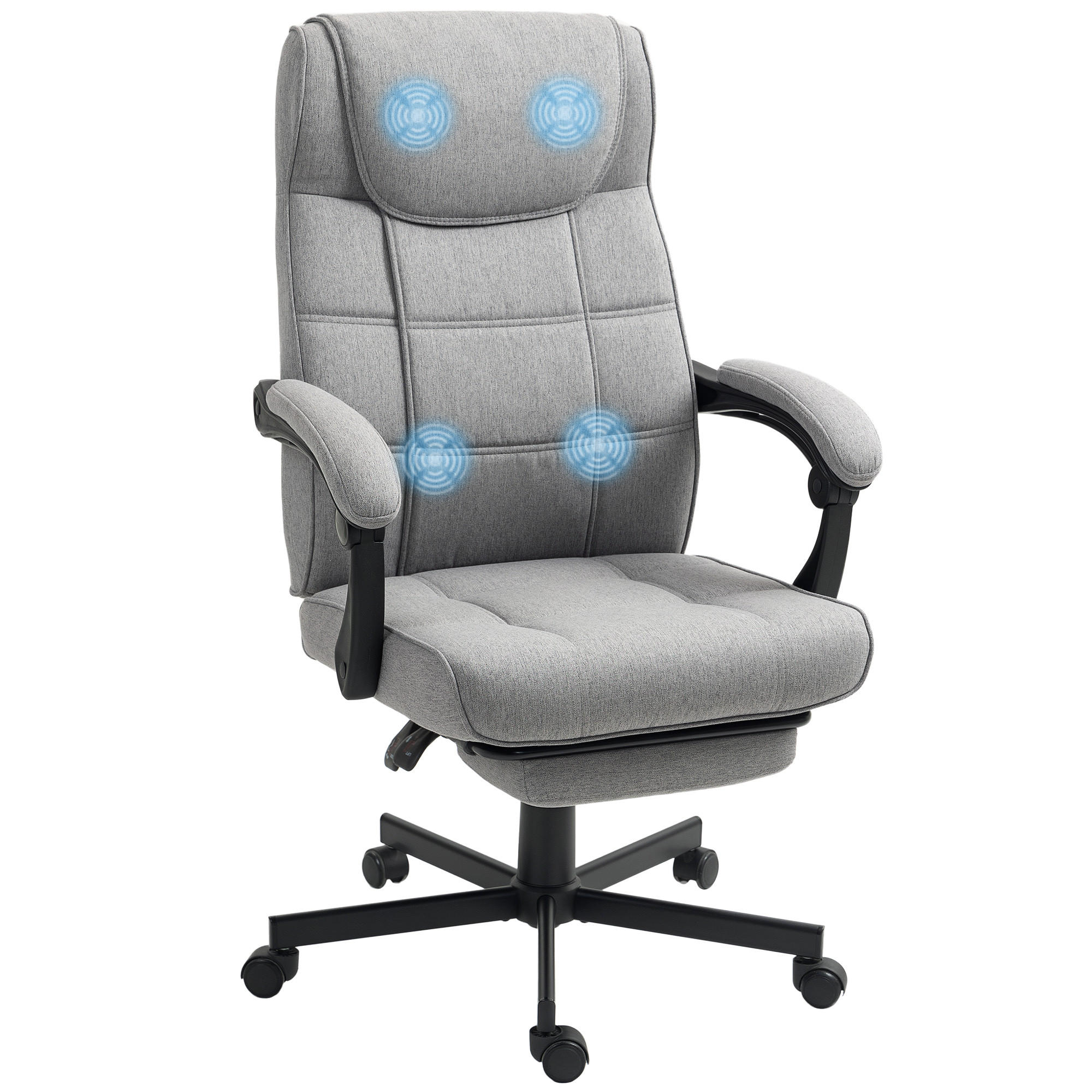 BÜROSTUHL mit Massagefunktion Ergonomischer Chefsessel Grau - Grau, Kunststoff (70/117/65cm) - HOMCOM