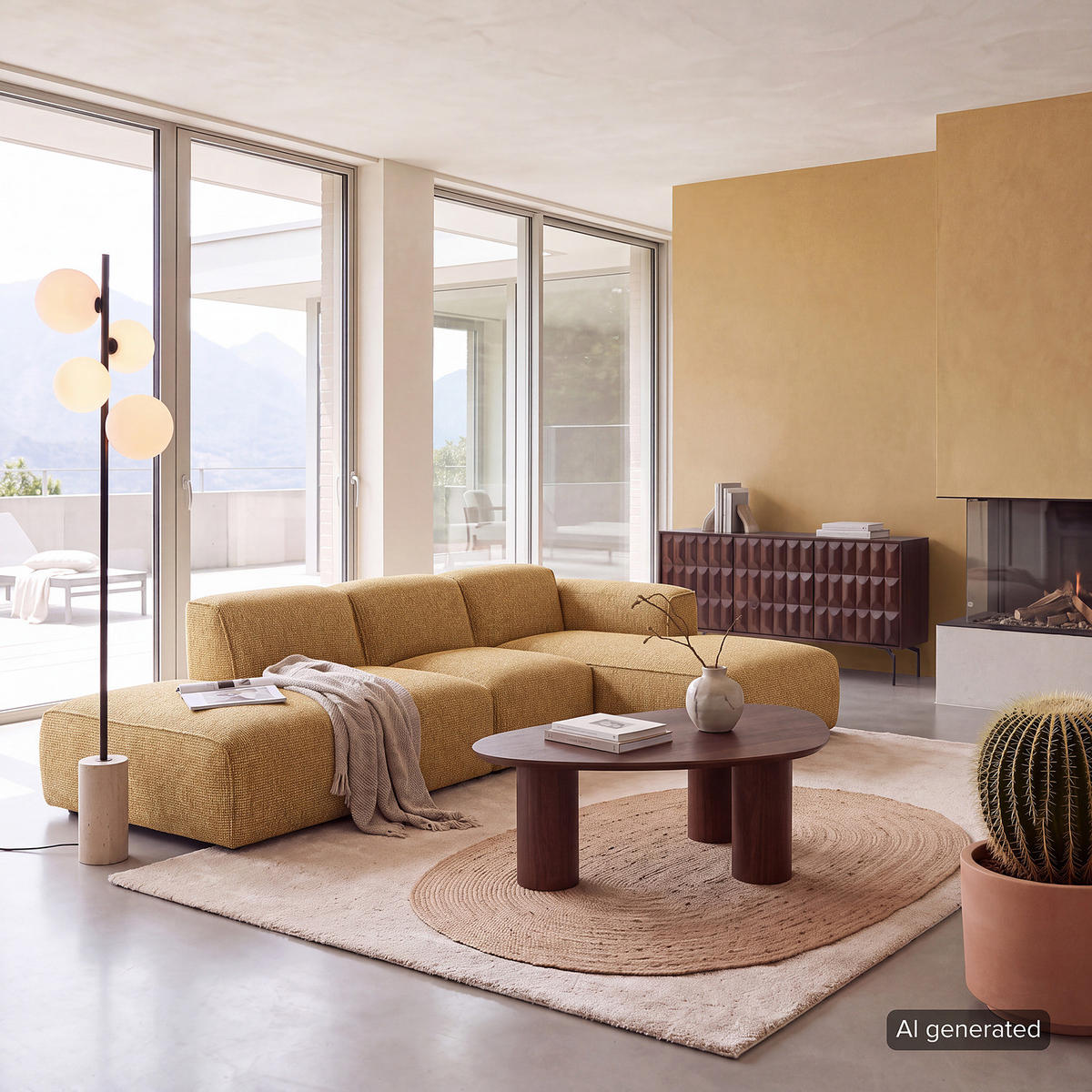 ECKSOFA mit Chaiselongue - Schwarz/Honig, Kunststoff/Textil (290/173cm) - home24