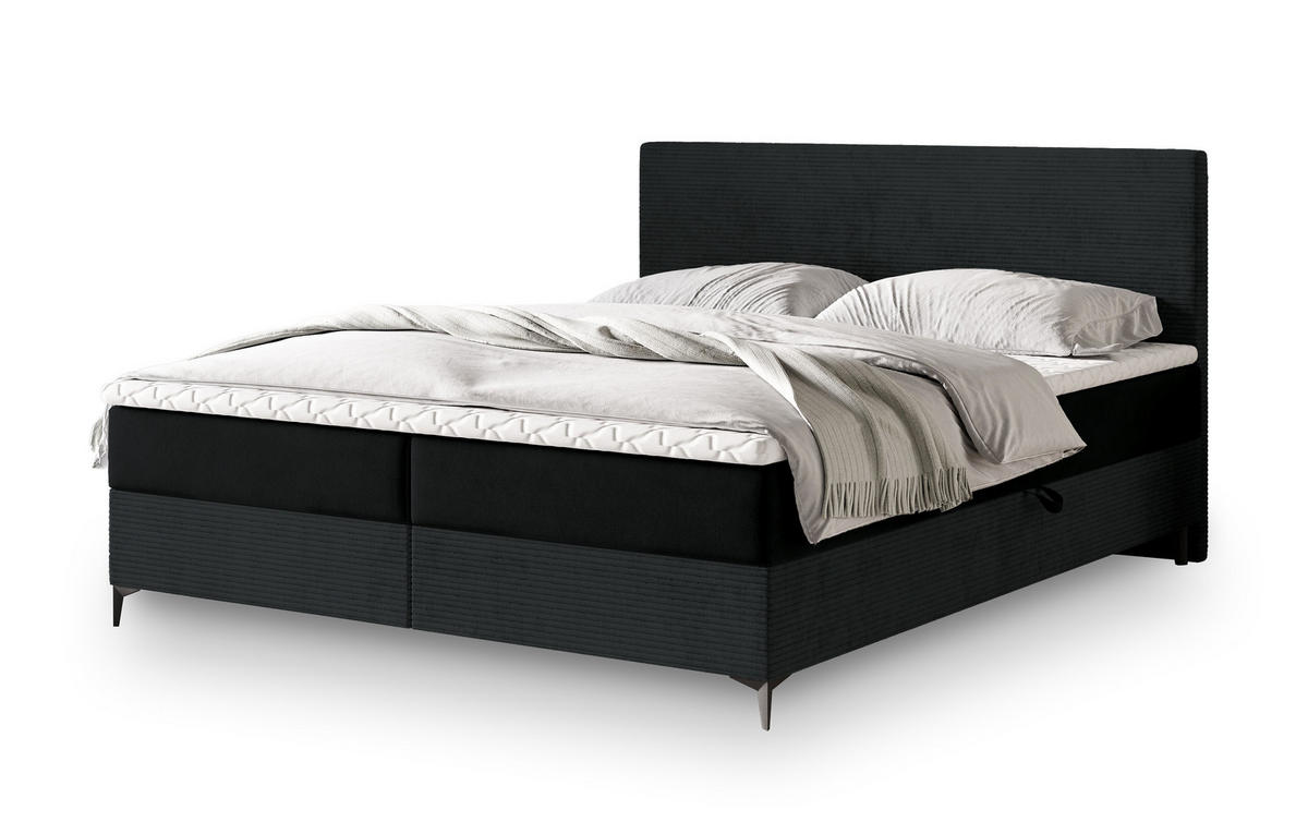 POSTEL BOXSPRING TORREL 140x200 cm, s matrací a úložným prostorem, černá - černá, kov/kompozitní dřevo (140/200cm) - MASSENO