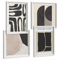 BILDER SET 4er Set - 50x50 cm & 40x60 cm Weißer Rahmen - Abstrakte minimalistische Poster - Weiß, Kunststoff (50/50cm) - TULUP