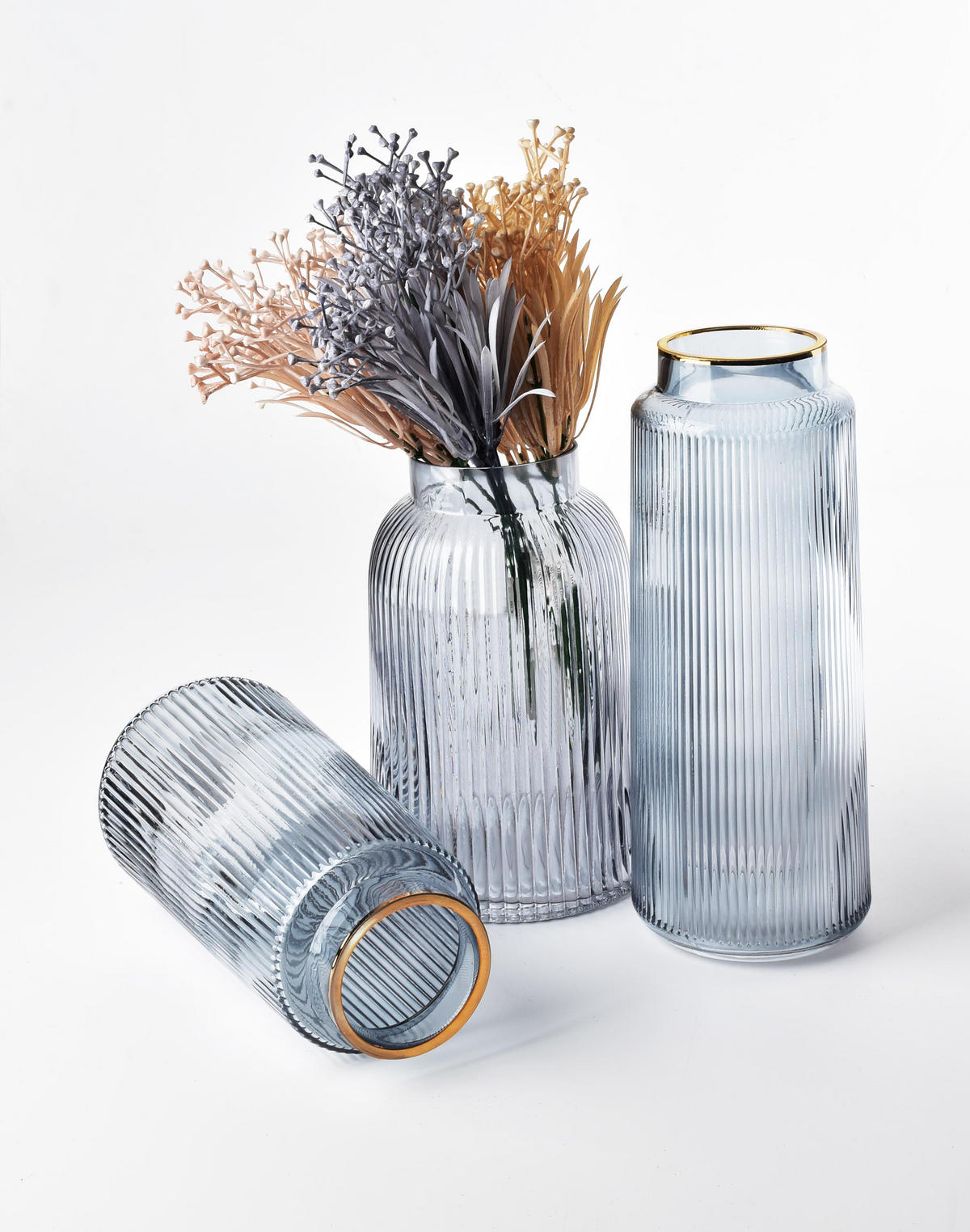 VASE Serenite Grau 15/15/24 cm Glas - Grau, Glas (24/24cm) - Mondex