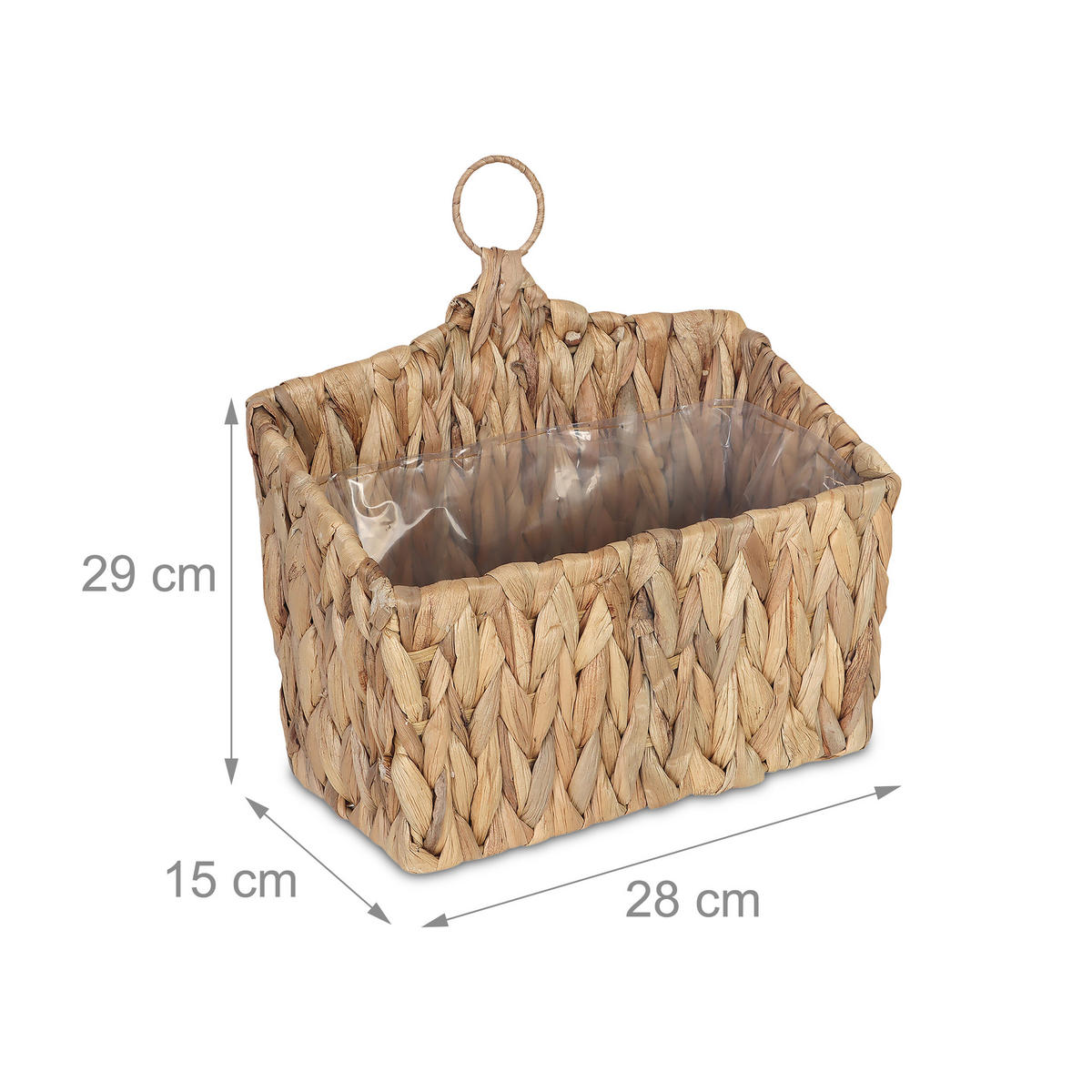 BLUMENAMPEL - Hellbraun, Kunststoff/Textil (29cm) - Relaxdays