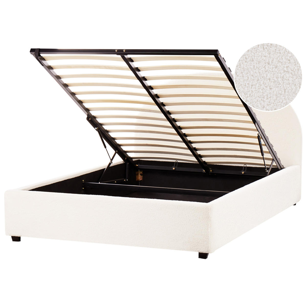 BETT mit Stauraum 140/200 cm Cremeweiß Vaucluse - Weiß, Textil (140/200cm) - Beliani