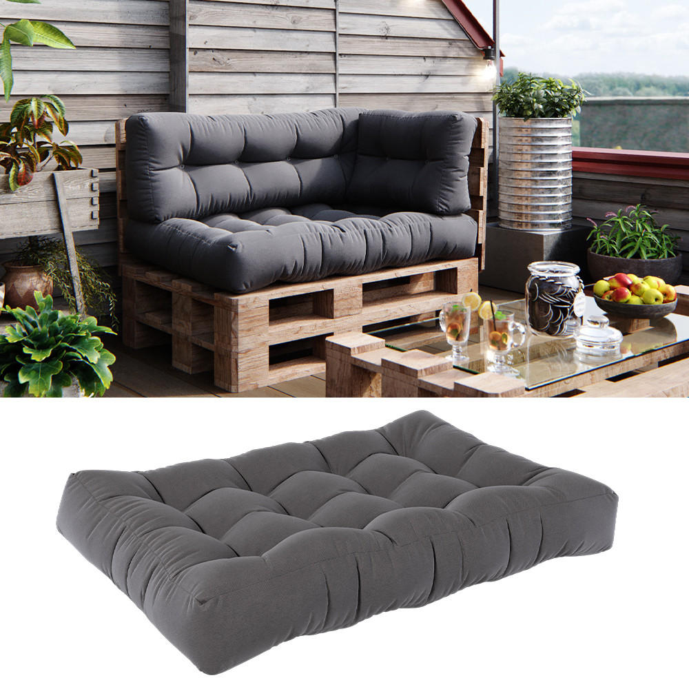 PALETTENKISSEN Flocken Grau 120 x 15 cm - Grau, Textil (120/15/15cm) - Vicco