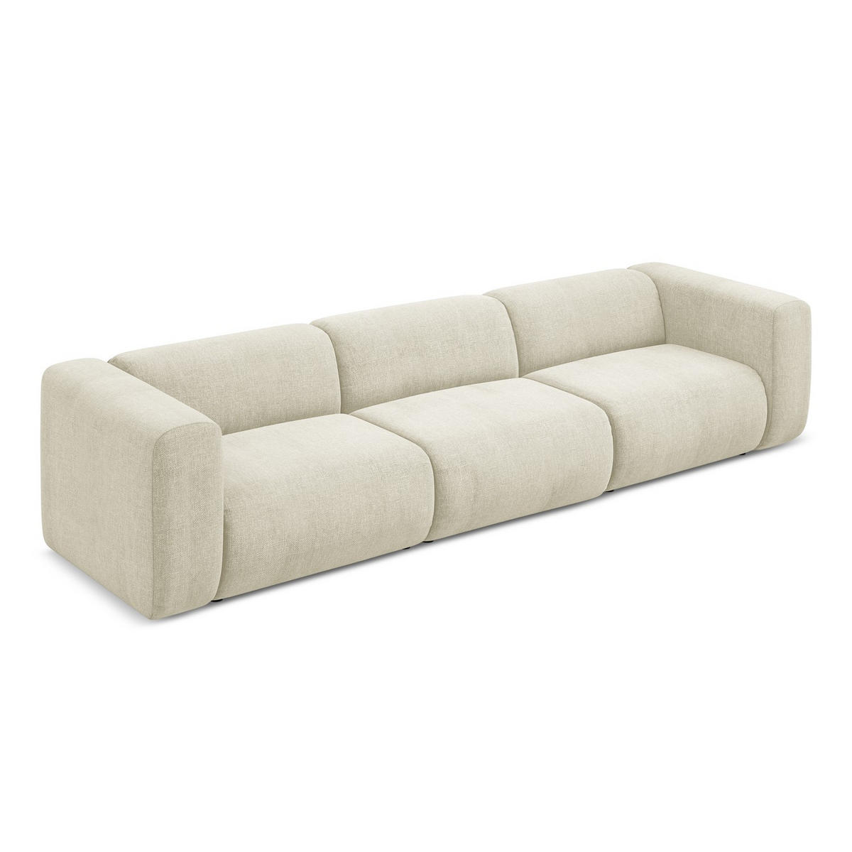 4-SITZER-SOFA Chenille Stoff Beige - Beige/Schwarz, Kunststoff/Textil (319/70/89cm) - LaMiaSofa