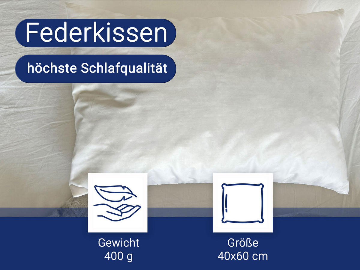KISSEN, 40x60 cm, 85% Federn, 15% Daune - Weiß, Kunststoff (40/60cm) - Zollner