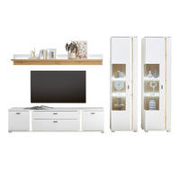 WOHNWAND weiß matt, Wotan Eiche, Wohnkombination inklusive Frontbeleuchtung 330 x 200 cm - Eiche Wotan/Weiß, Holzwerkstoff (330/200/42cm) - Furn.Design