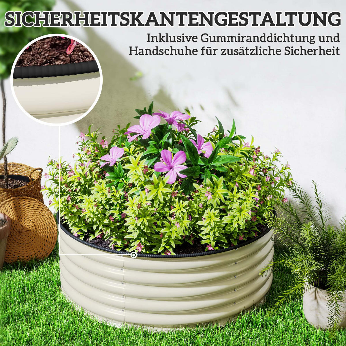 HOCHBEET, 120L x 120B x 43H cm - Creme, Metall (120/43/120cm) - Outsunny