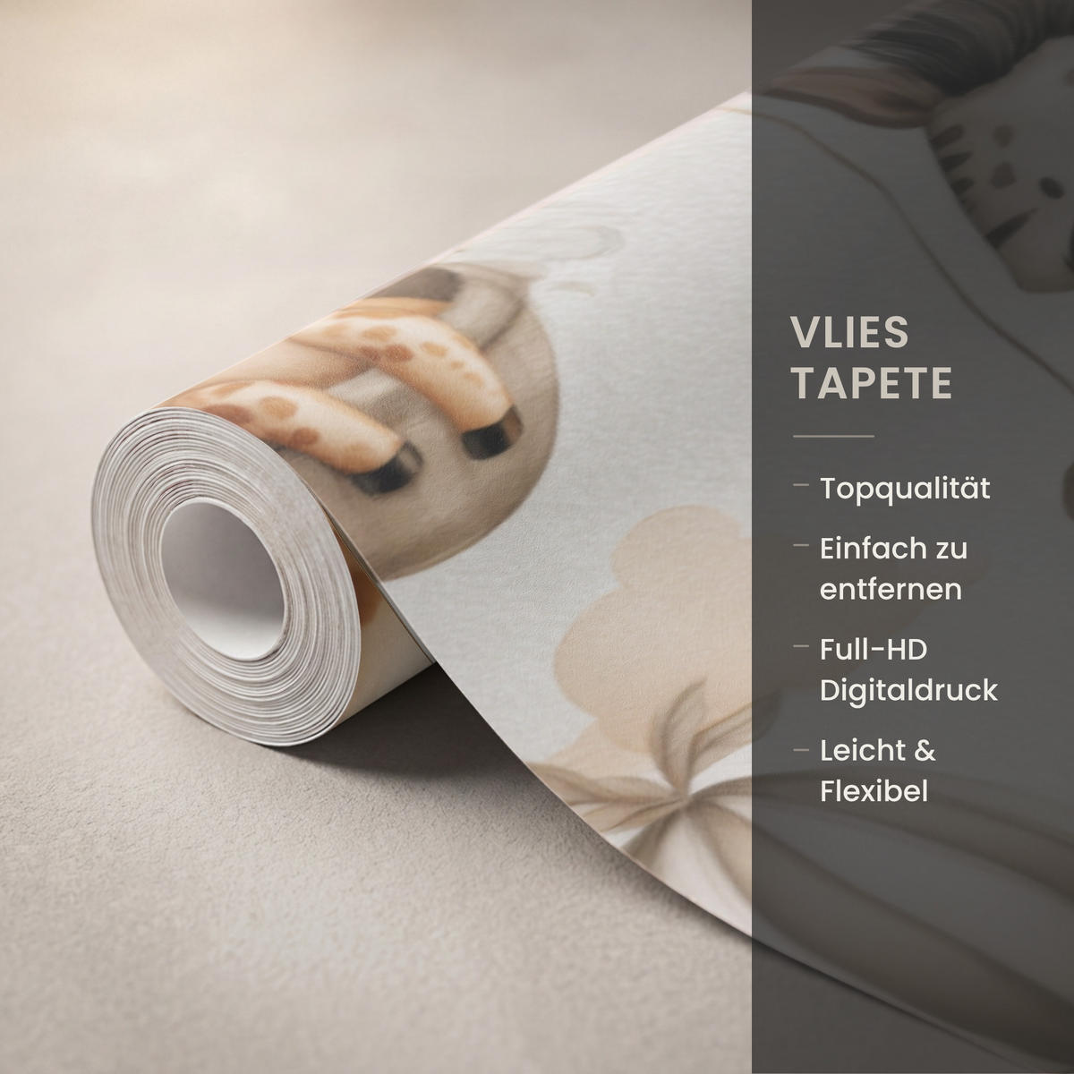 KINDERTAPETE - Safari - Heißluftballons - Taupe - 400x260 cm - Beige, Papier (400/260cm) - OnlyWow