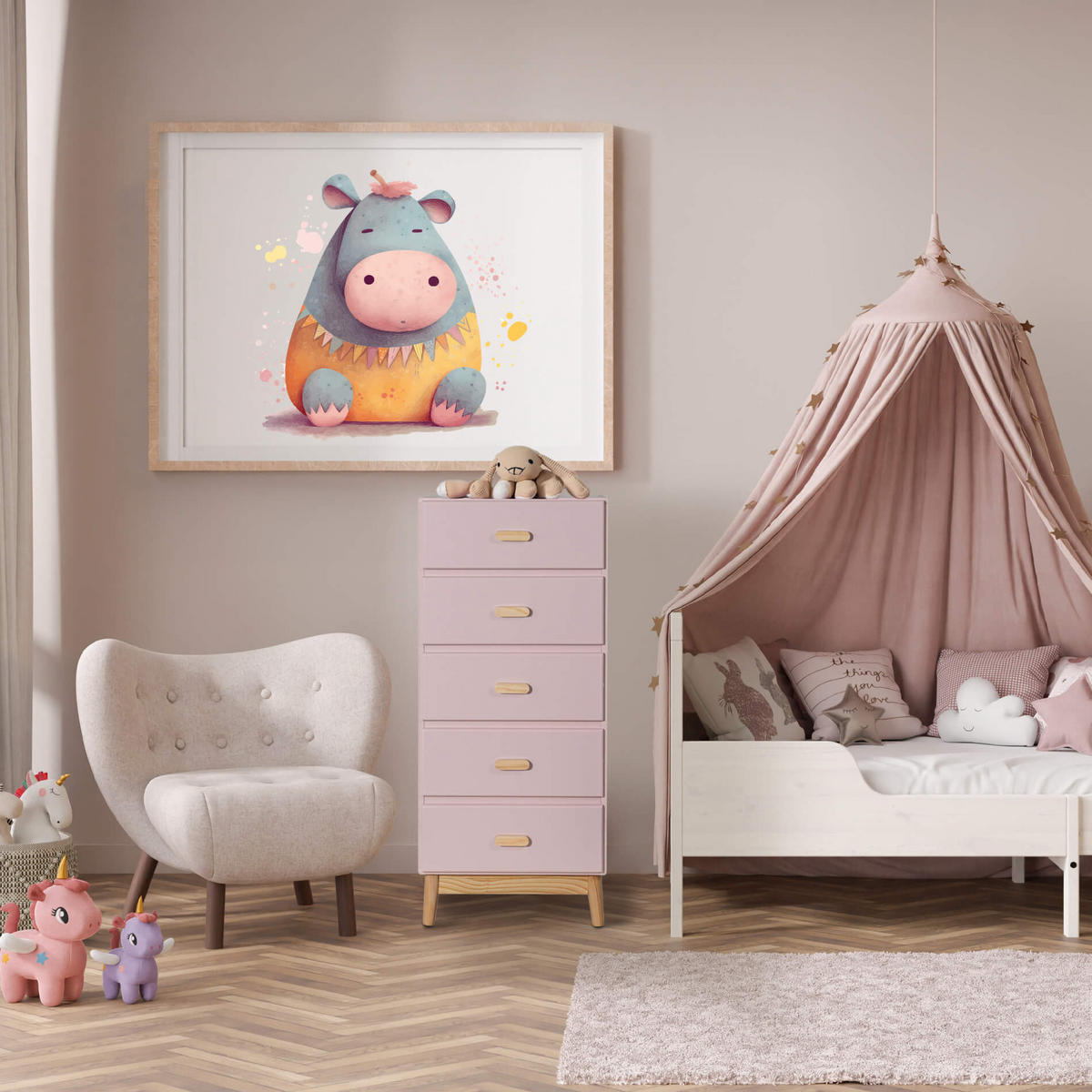 KOMMODE Rosa 40/50/115 cm - Pink, Holzwerkstoff (40/115/50cm) - Mobili Rebecca