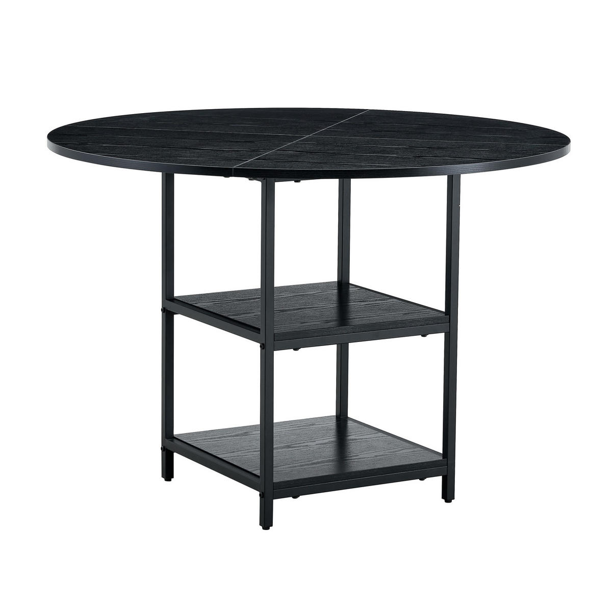 ESSTISCH aus MDF und Metall 107x107x75 cm Schwarz mit doppelter offener Ablage im Industrial-Stil - Schwarz, Holzwerkstoff (107/107/75cm) - Modfu
