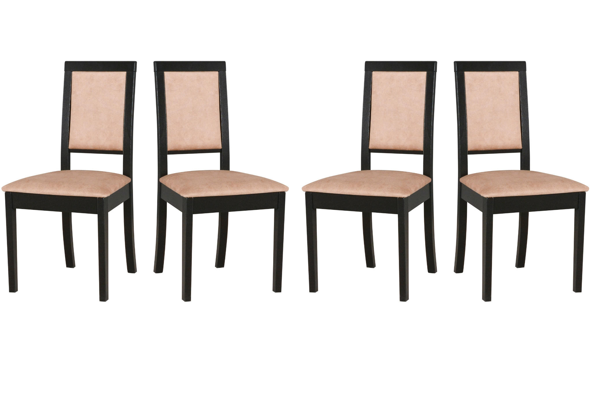ESSZIMMERSTUHL - Set 4x Roma 13 schwarz, zetta 292  - Beige/Schwarz, Holz (45/93/41cm) - Leaf Design
