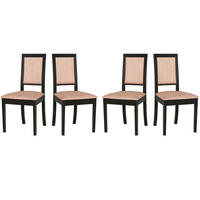 ESSZIMMERSTUHL - Set 4x Roma 13 schwarz, zetta 292  - Beige/Schwarz, Holz (45/93/41cm) - Leaf Design