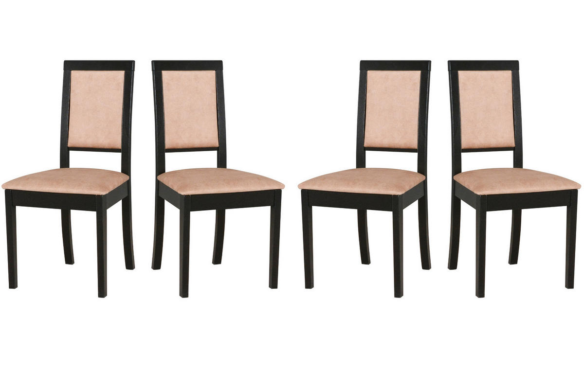 ESSZIMMERSTUHL - Set 4x Roma 13 schwarz, zetta 292  - Beige/Schwarz, Holz (45/93/41cm) - Leaf Design