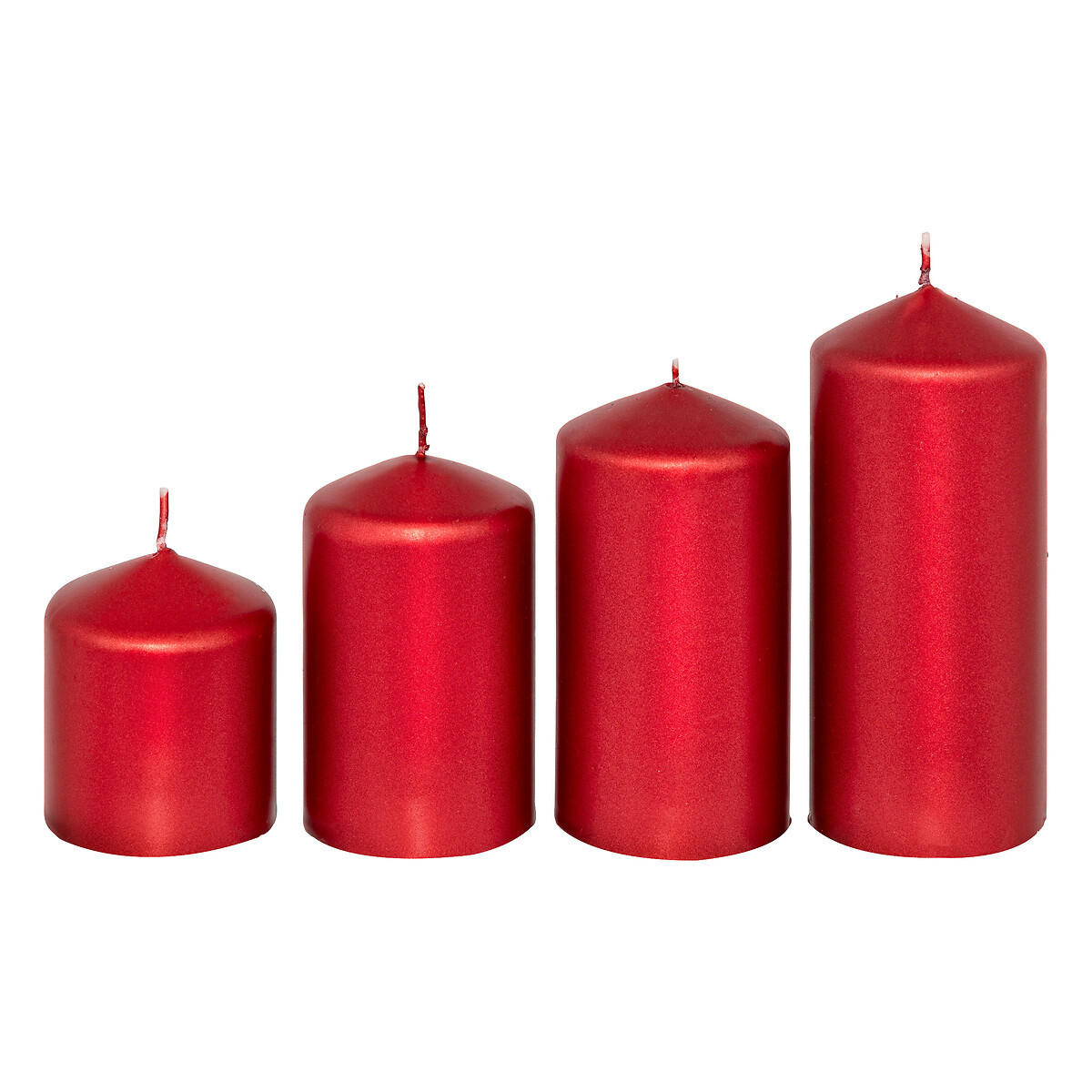 KERZEN 4er-Set Ø 5 cm - Rot, Paraffin (5/12/5cm) - Atmosphera Createur d´interieur
