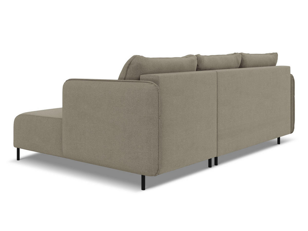 ECKSOFA mit Schlaffunktion Strukturstoff Stoff Beige - Beige/Schwarz, Holz/Textil (236/162cm) - Makamii