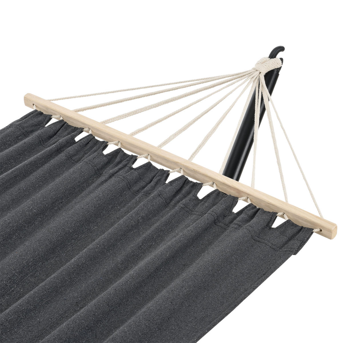 HÄNGEMATTE Surte - Dunkelgrau/Schwarz, Textil/Metall (300/105/100cm) - [en.casa]